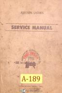 Axelson-Axelson Lathe, Service & Parts Manual-Units 100-1011-01